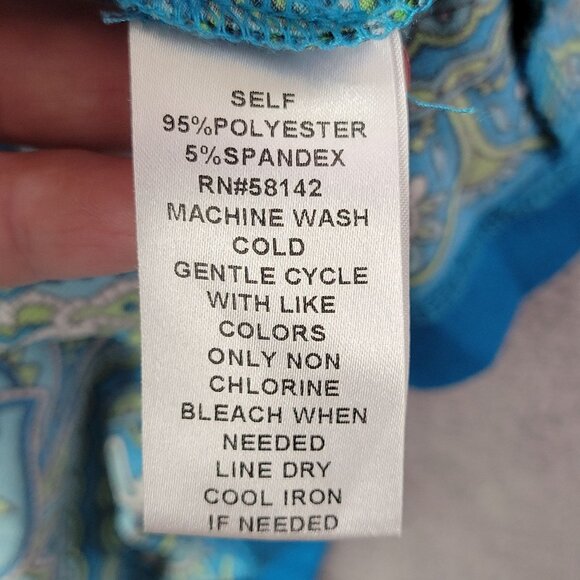 London Times Womens 10 Blue Green Paisley‎ Babydoll Y2K Boho Retro Midi Dress - Picture 9 of 10